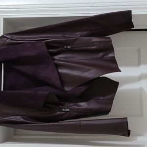 2 Large faux-leather Bagatelle moto jacket green and burgundy